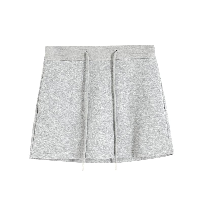Plain Skort Drawstring Waist