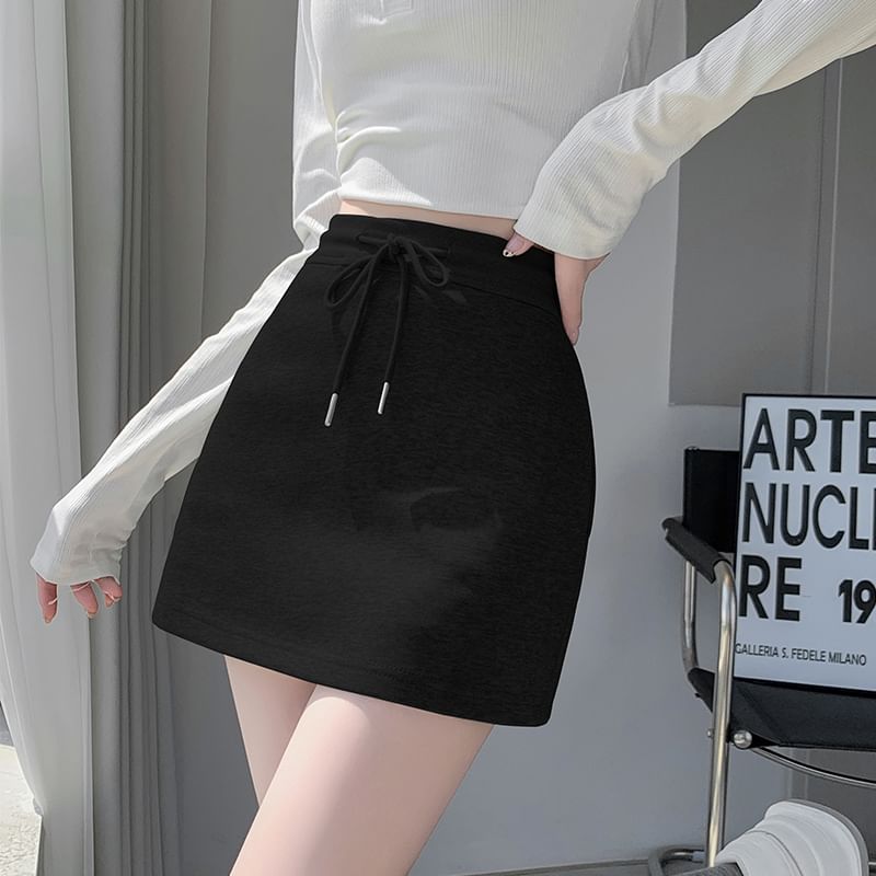 Plain Skort Drawstring Waist