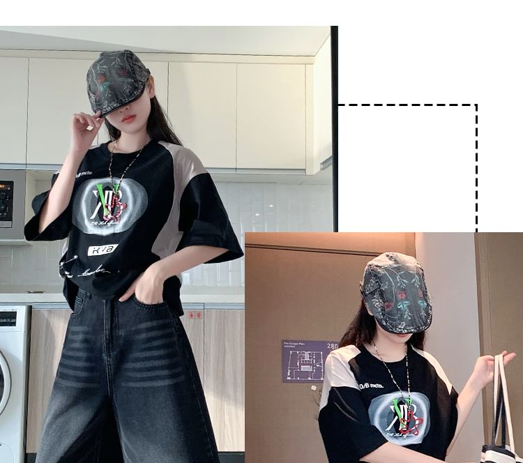 High Jeans Capri Wide Waist Washed Leg