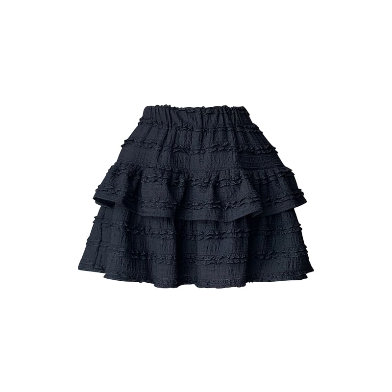 Plain A-Line Balletcore Skirt Tiered Elastic Waist Mini