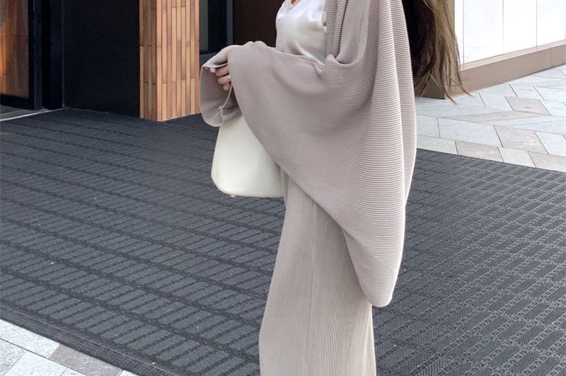 V-Neck High Pencil Open Waist Fringe Skirt Maxi Jacket Top Camisole Plain Trim / Front Lace