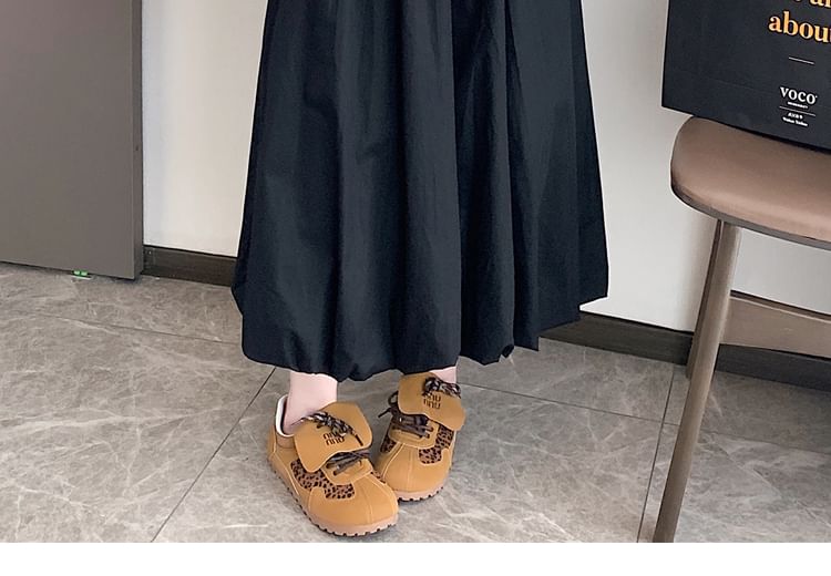 Bubble Skirt Midi Hem Elastic A-Line Waist Plain