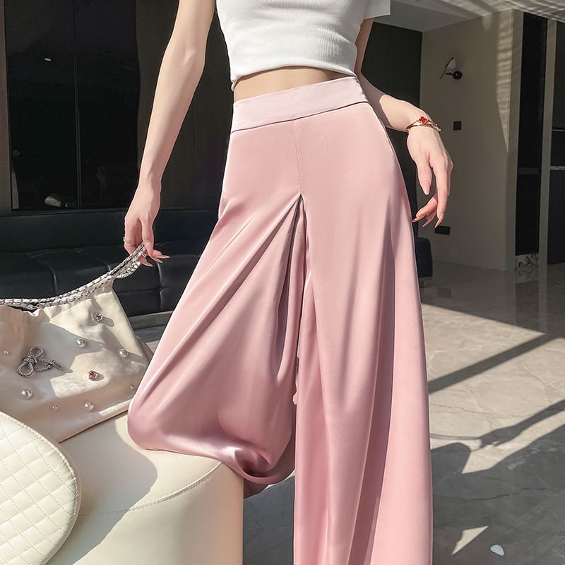 Waist Plain High Culottes