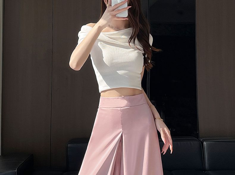 Waist Plain High Culottes