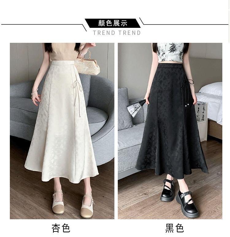 Waist Skirt Floral High Maxi A-Line