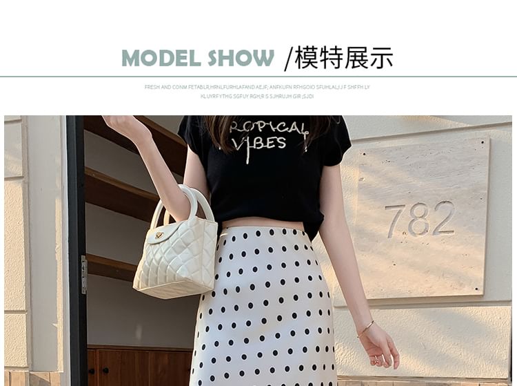 Skirt Rise High Maxi A-Line Dotted