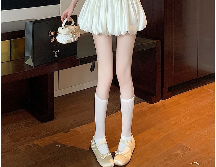 Skirt A-Line Ruched Plain High Waist Mini