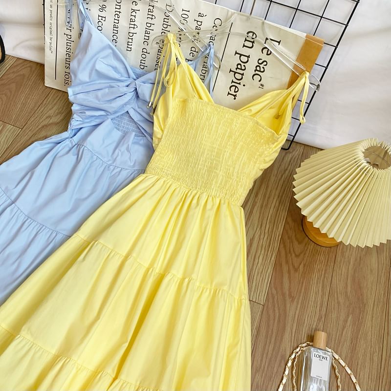 Knot Cutout Maxi Sundress with Thin Straps