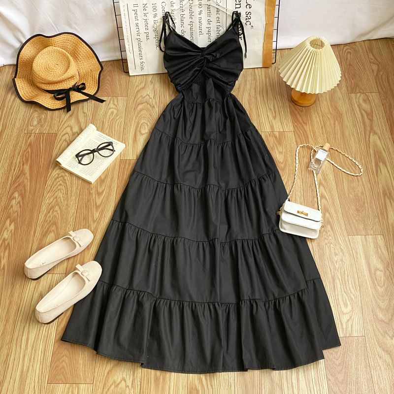 Knot Cutout Maxi Sundress with Thin Straps