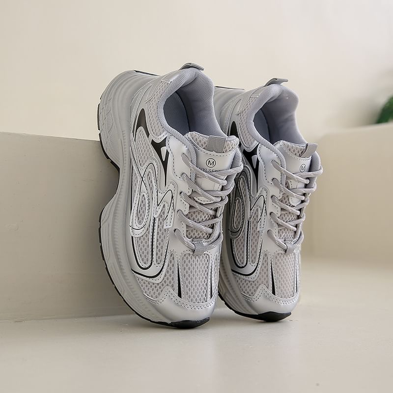 Platform Sneakers Mesh Panel