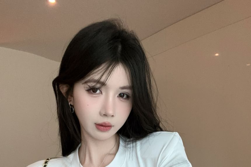 Short-Sleeve Tee Crew Lettering Slim Fit Neck