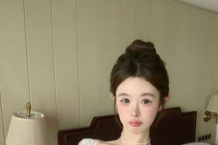 Top Fit Camisole Bow Floral Slim