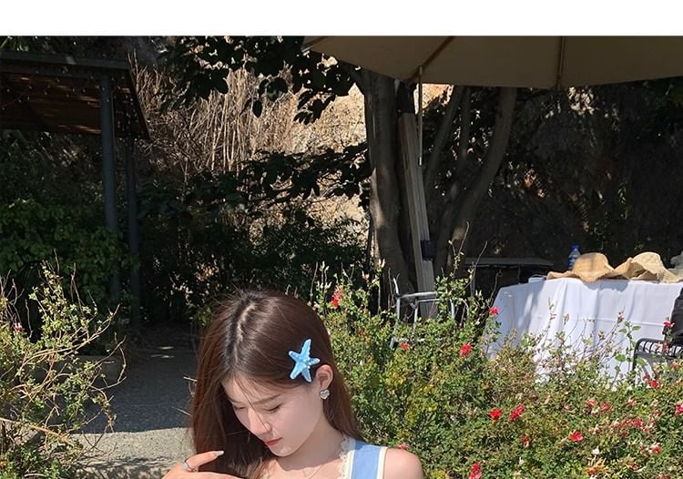 Square Neck Trim Fit Slim Tank Lace Top Bow