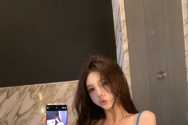 Fit Cami Mesh Slim Crop Top Bow