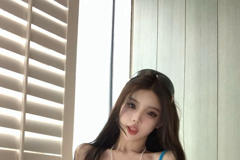 Fit Cami Mesh Slim Crop Top Bow