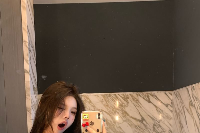 Fit Cami Mesh Slim Crop Top Bow