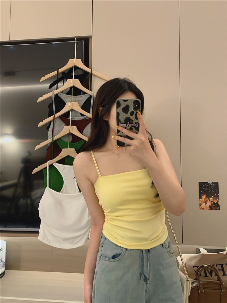 Racerback Camisole Slim Ruched Fit Top Padded