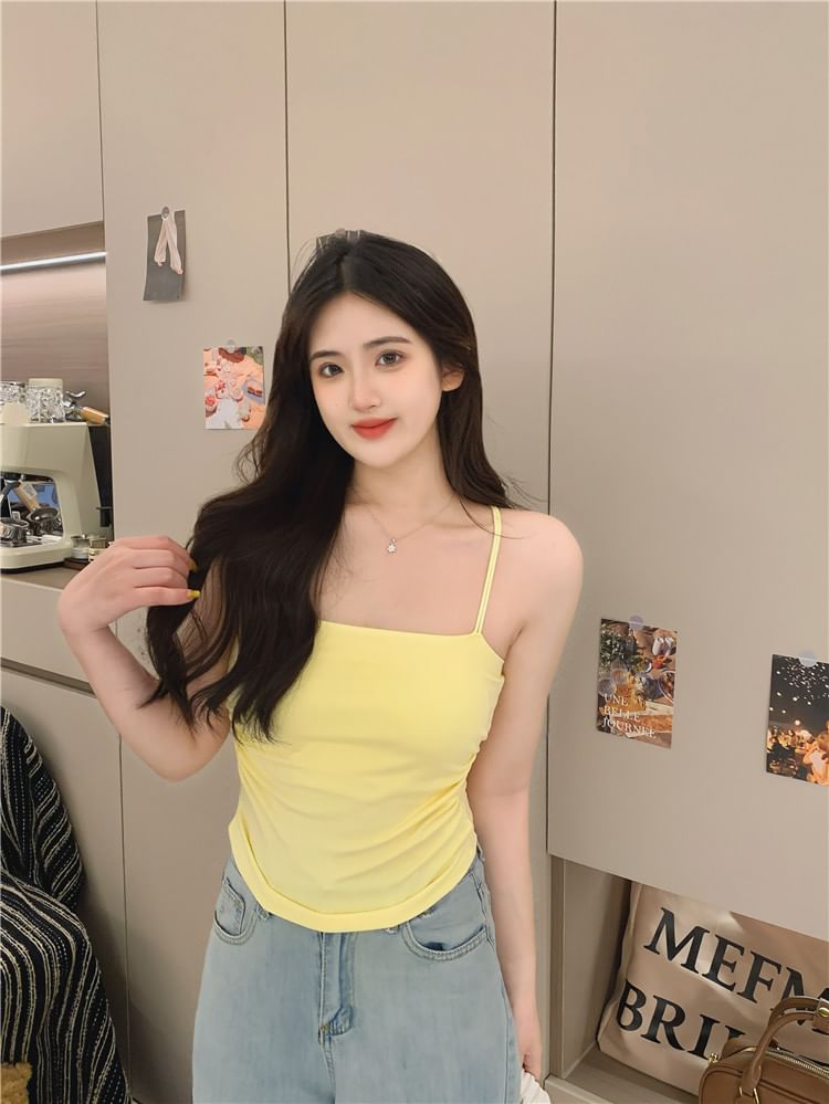 Racerback Camisole Slim Ruched Fit Top Padded