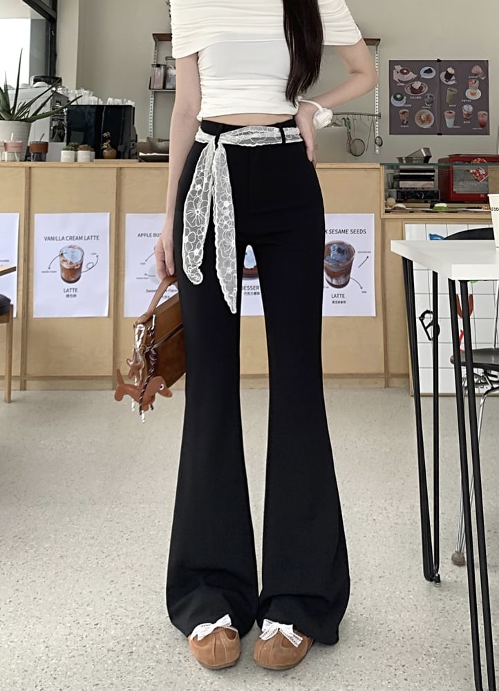 High Bootcut Waist Plain Pants