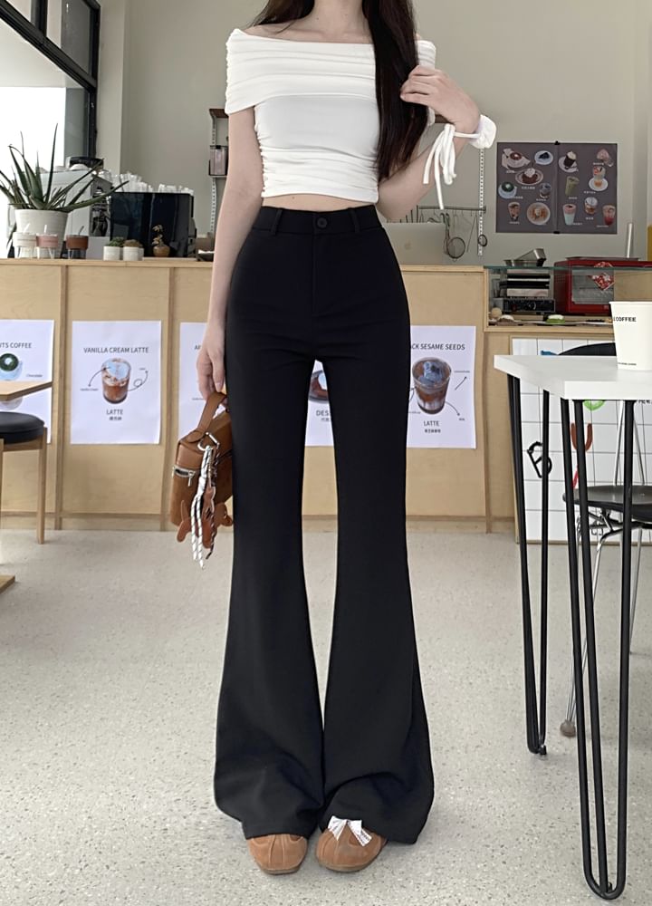 High Bootcut Waist Plain Pants