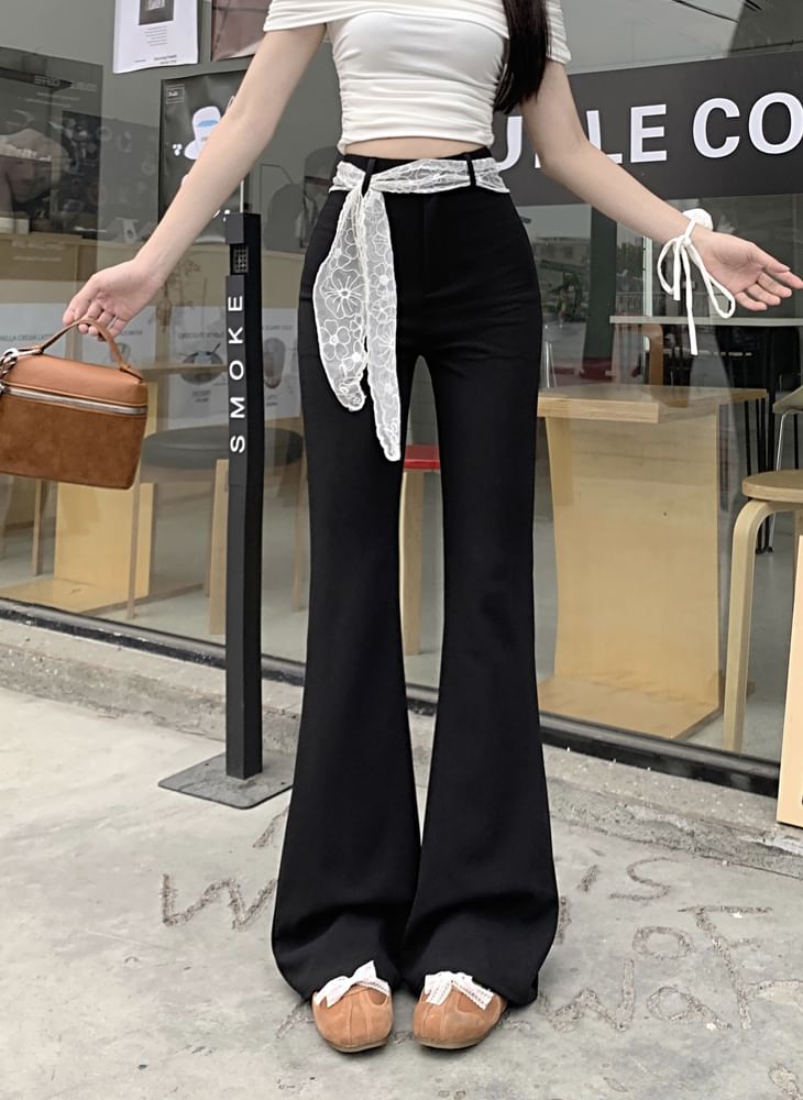 High Bootcut Waist Plain Pants