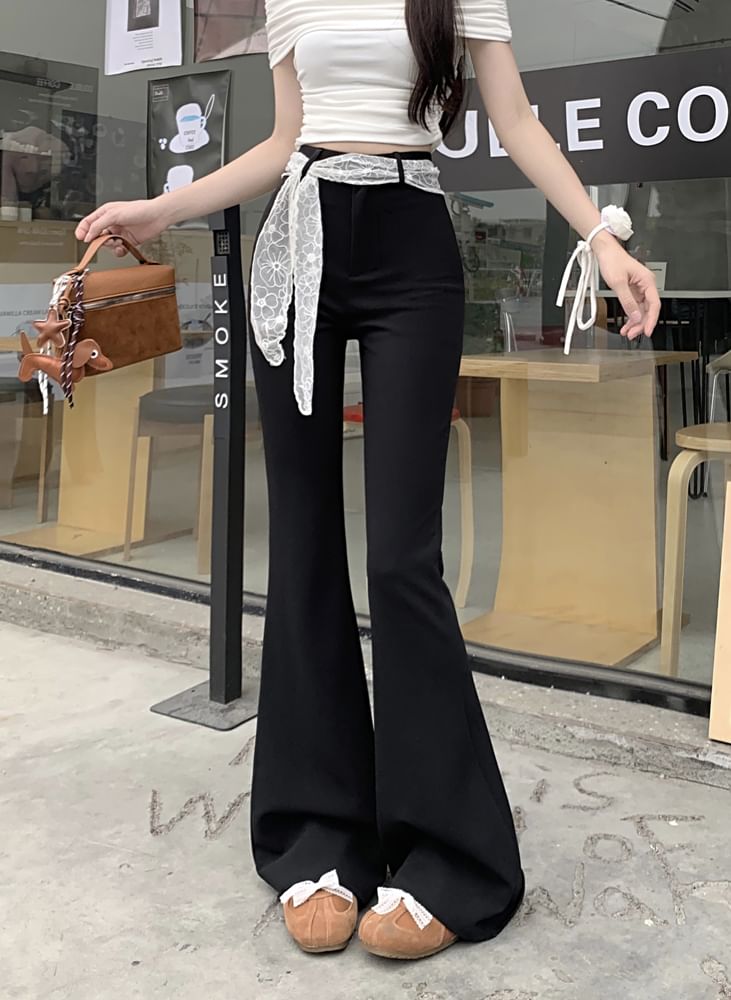 High Bootcut Waist Plain Pants