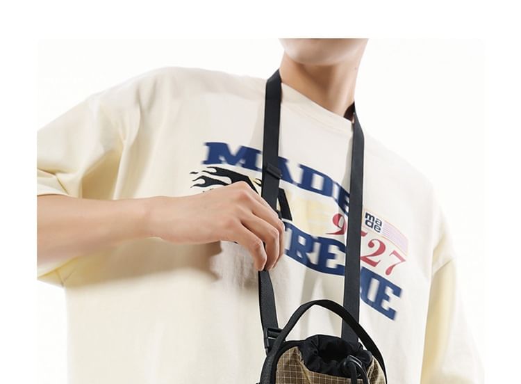 Crossbody Bag Phone Nylon Drawstring Mobile Plaid