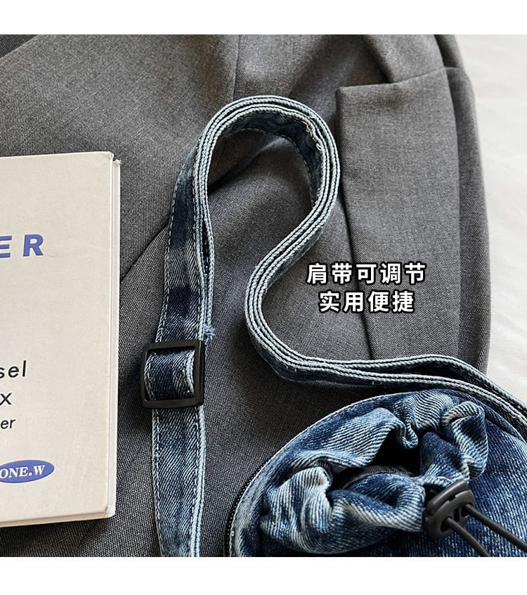 Drawstring Bag Mobile Denim Phone Crossbody