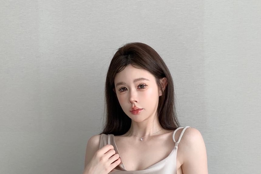 Camisole Cowl Plain Asymmetrical Top Neck