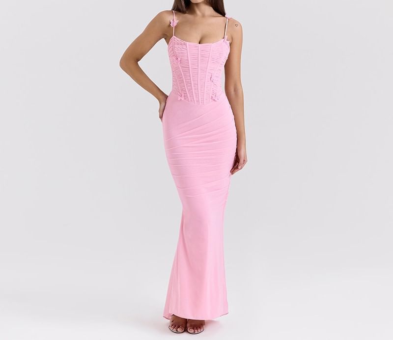 Maxi Sheath Dress with Thin Straps