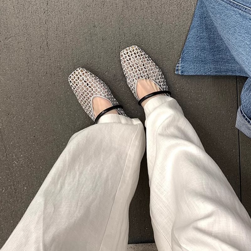 Toe Woven Square Plain Flats