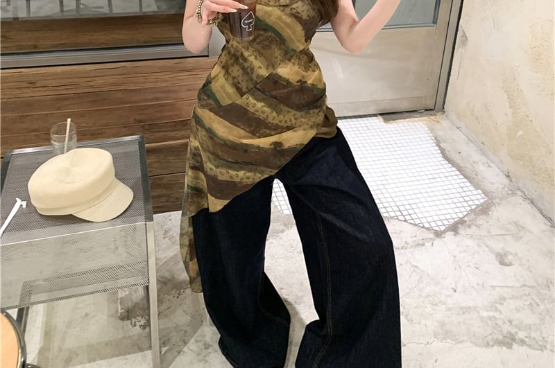 Top Camisole Patterned Print Asymmetrical