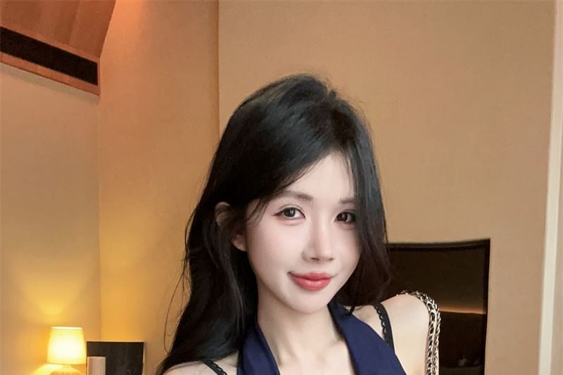 Panel Camisole Plain Halter V-Neck / Top Neck Cowl Lace