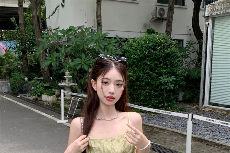 Print Trim Top Patterned Camisole Lace Asymmetrical