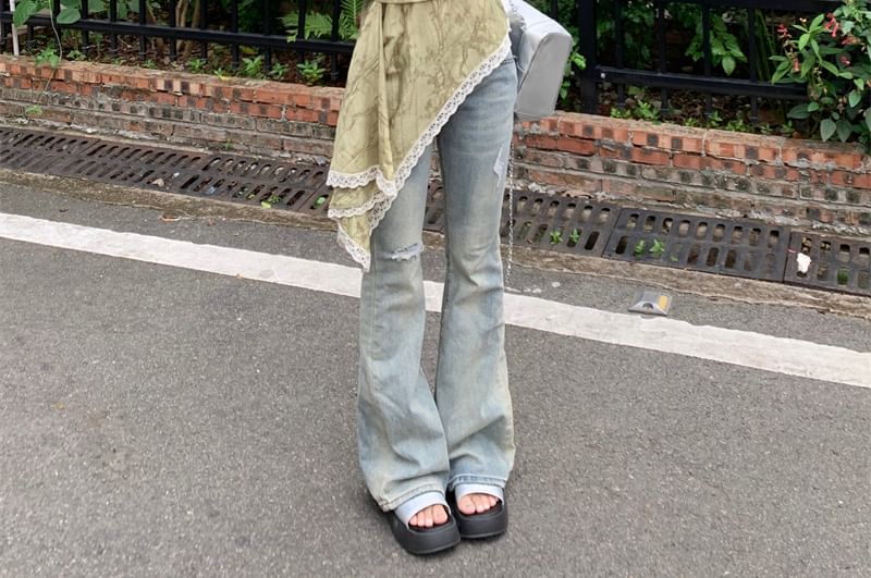 Print Trim Top Patterned Camisole Lace Asymmetrical