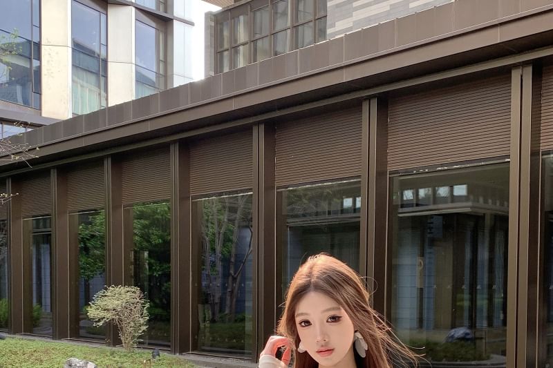 Halter Ruffle Lace Bolero Plain / Trim Top