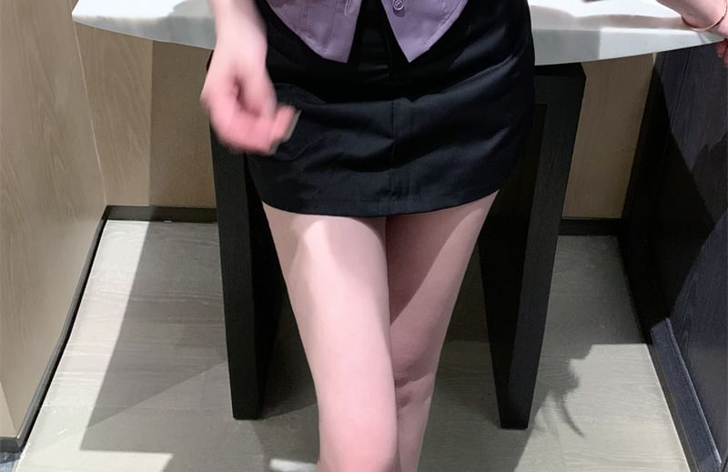 Sleeve Plain 3/4 Shirt Collared