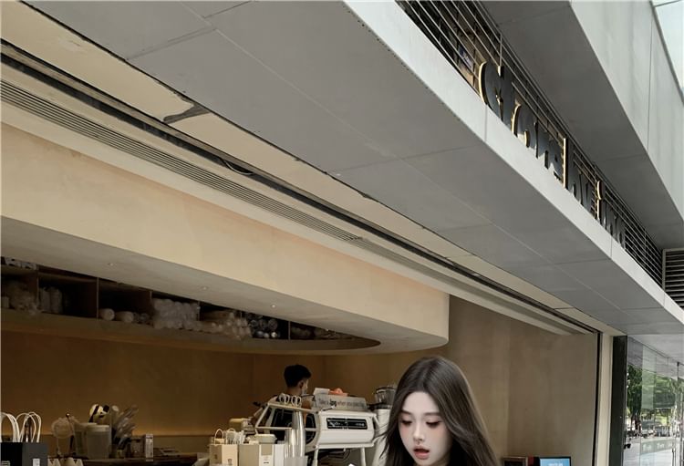 Plain Blouse V-Neck Long Sleeve Bow Ruffle