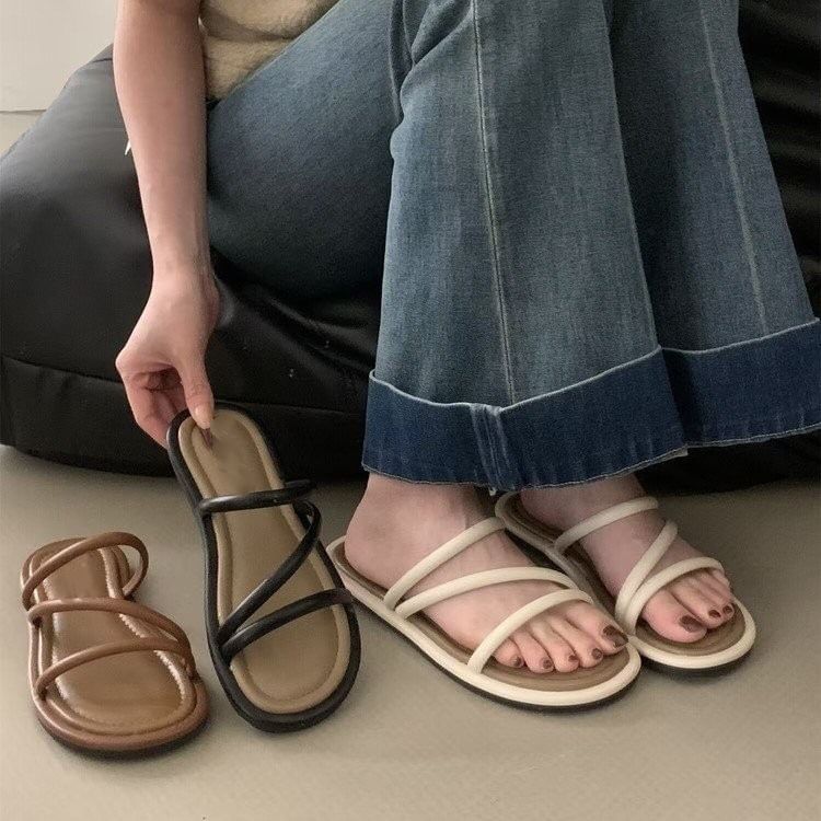 Sandals Flat Leather Faux