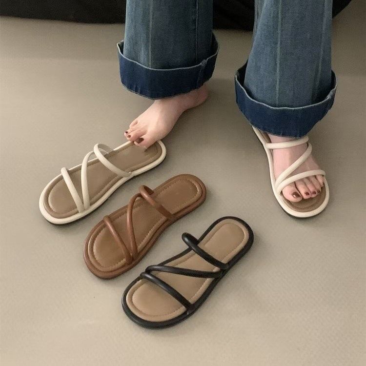 Sandals Flat Leather Faux
