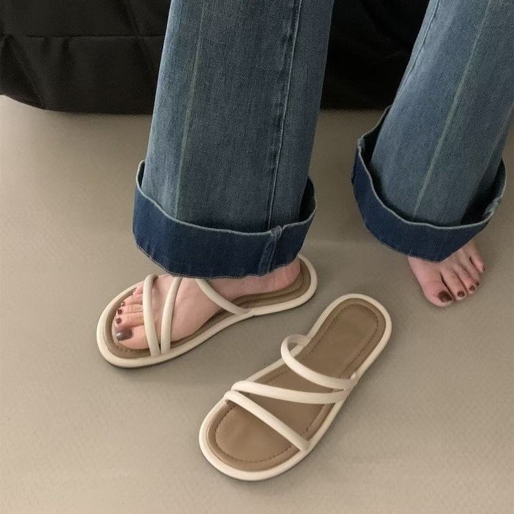 Sandals Flat Leather Faux