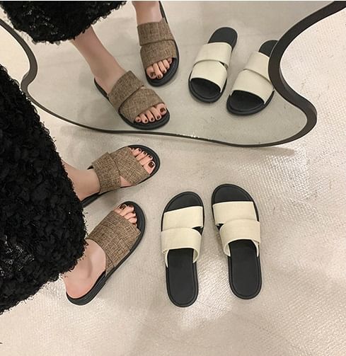 Canvas Slide Strap Sandals