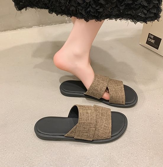 Canvas Slide Strap Sandals