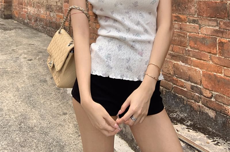 T-Shirt Pointelle Round Bow Neck Sleeve Short