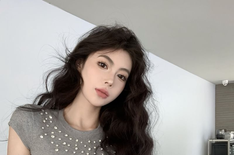 Tee Crop Rhinestone Crewneck Short-Sleeve