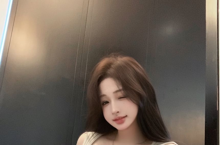 Crop Cold Plain Shoulder Top Short-Sleeve