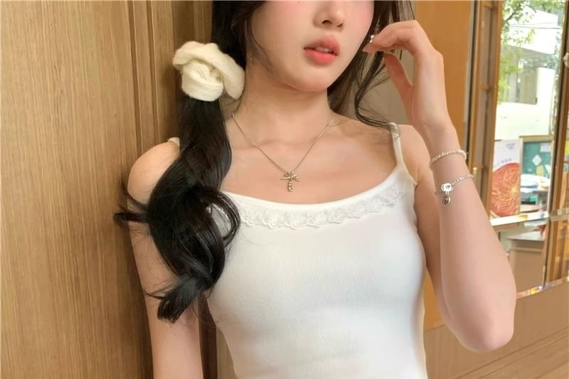 Peplum Camisole with Lace Edging