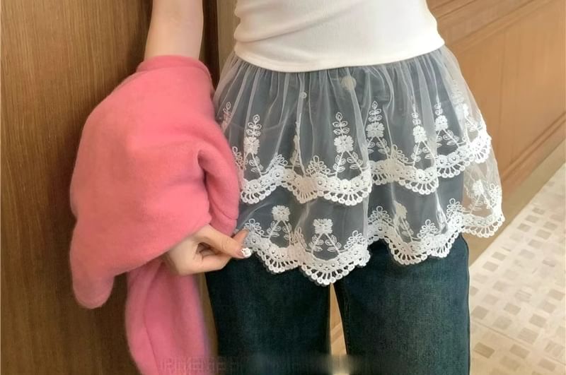 Peplum Camisole with Lace Edging