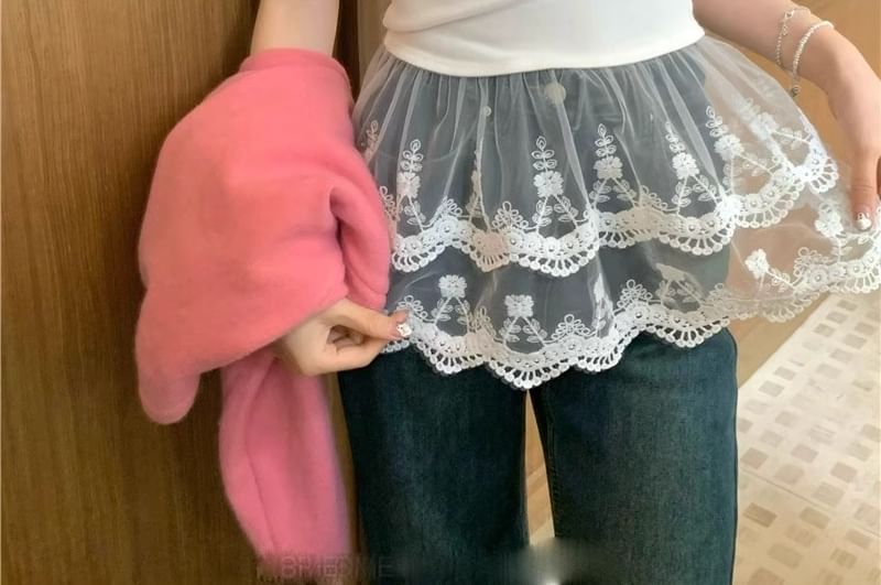 Peplum Camisole with Lace Edging