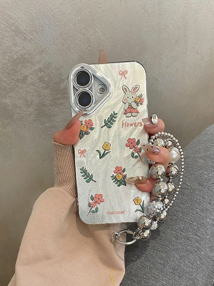 Floral Case Phone / Strap Rabbit Set